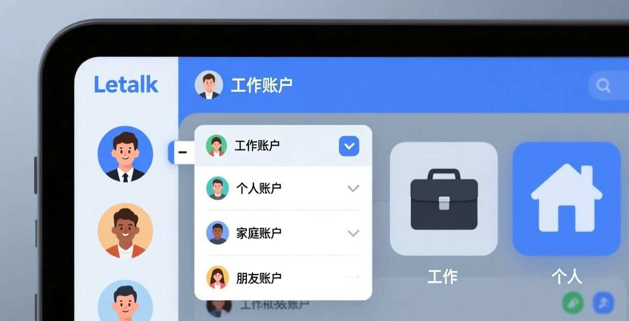 Letstalk支持多账号登录配置，助你轻松实现工作与生活的身份即时切换